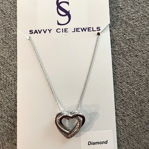 NWT Savvy Cie Jewels Sterling Silver .01 tcw Diamond Necklace